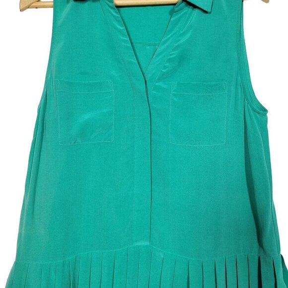 JOIE Women's 100% Silk Crepe Green Pleated Skirt Dress Size Small - Picture 5 of 12